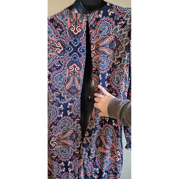 Boden Botanic Paisley Print Smocked Cuff Midi Dress, Navy/Multi, Plus Size 22R - Picture 3 of 7